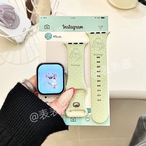 淡雅波点Bunny兔适用iwatchs11/10苹果手表表带硅胶Applewatchs9