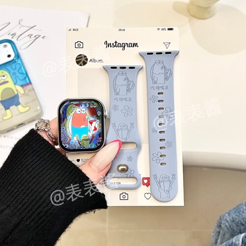 吃饱喝足比奇堡适用iwatchs11/10苹果手表表带硅胶Applewatchs8/9