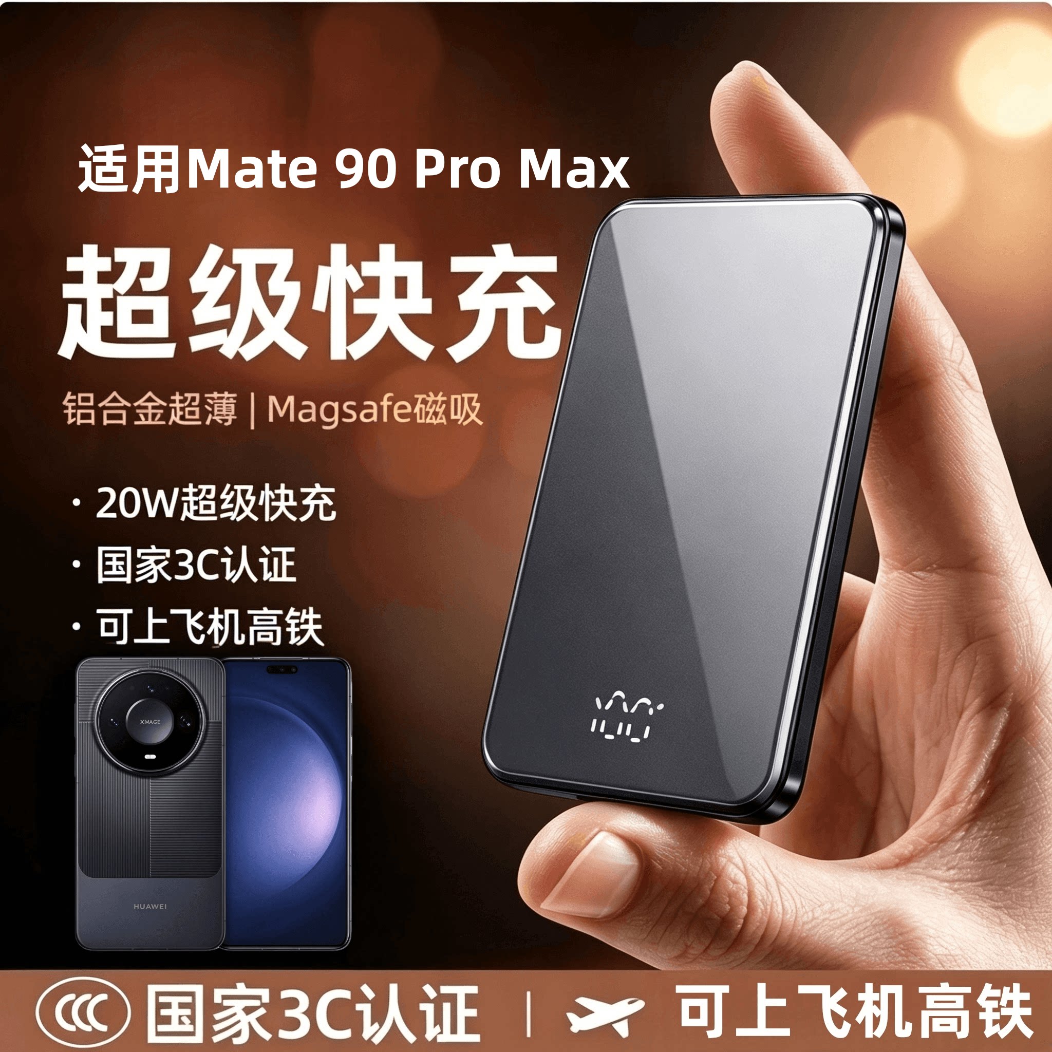 适用mate90promax磁吸充电宝