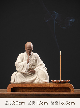 新中式创意紫砂小和尚摆件禅意家居客厅博古架桌S面装饰品瓷工艺
