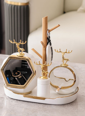 进门口现代玄关钥匙首饰收纳摆A件创意家居电视酒柜客厅轻奢装饰