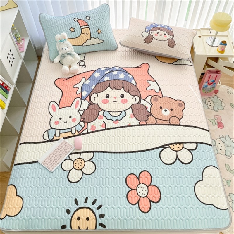 A类大版数码g印花凉感丝乳胶凉席可水洗折叠家用学生宿舍空调软席