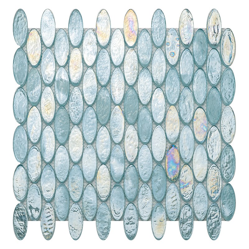 圆形玻璃马赛克瓷砖n卫生间吧台餐厅背景墙透明白色幻彩墙砖地砖