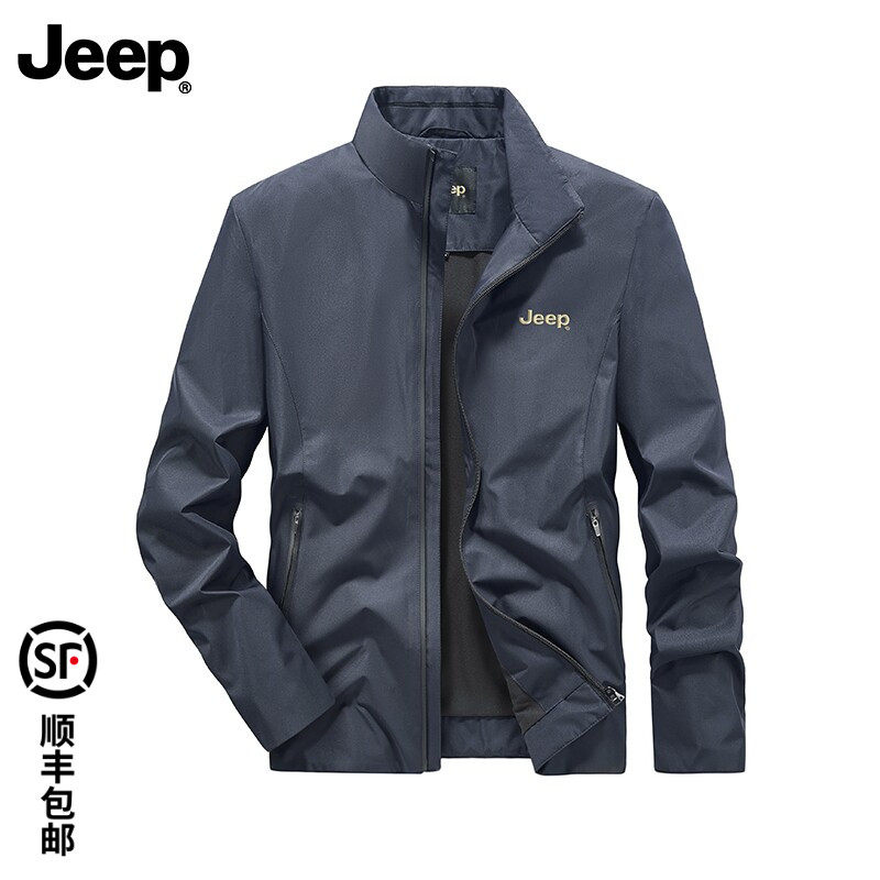 JEEP/吉普夹克男秋冬季防风保暖上衣立领夹克开衫休闲外套