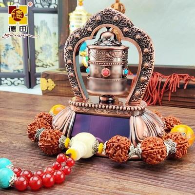 高档德田b合金车载太阳能转动汽车饰品自动旋转摆件车内中控台装