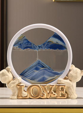 流沙画沙漏摆件家k居饰品轻奢高档酒柜电视柜客厅创意沙画生日礼