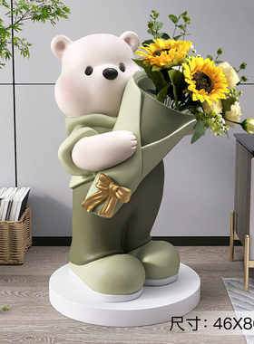 熊客厅大型落g地摆件客厅电视柜沙发旁插花家居装饰品乔迁新居礼