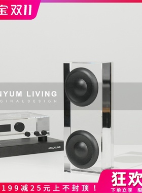 现代极简创意软装饰品透明水晶立体E音响组合样板房间家居玄关摆