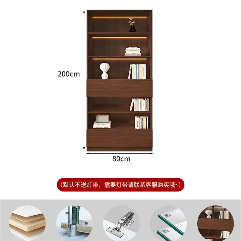 实木书柜一体整墙去客厅化满墙家用书柜组合带P玻璃门展示柜子定