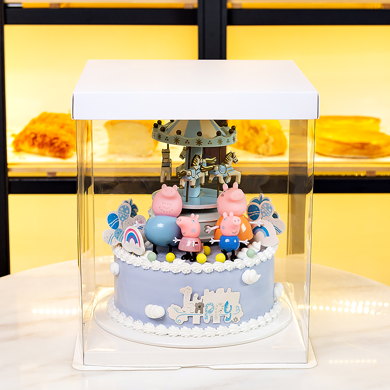 50套蛋糕盒透明加高 4 6 8 10 12寸双层六八气球网红生日包装盒子