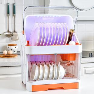 碗筷收纳盒带盖餐具碟盘沥水碗架厨房置物架 消毒柜家用小型碗柜装