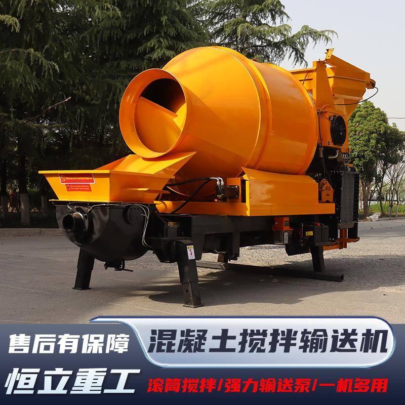 水泥砂浆输送泵滚筒搅拌机输送一体泵建筑移动泵车搅拌输送一体机