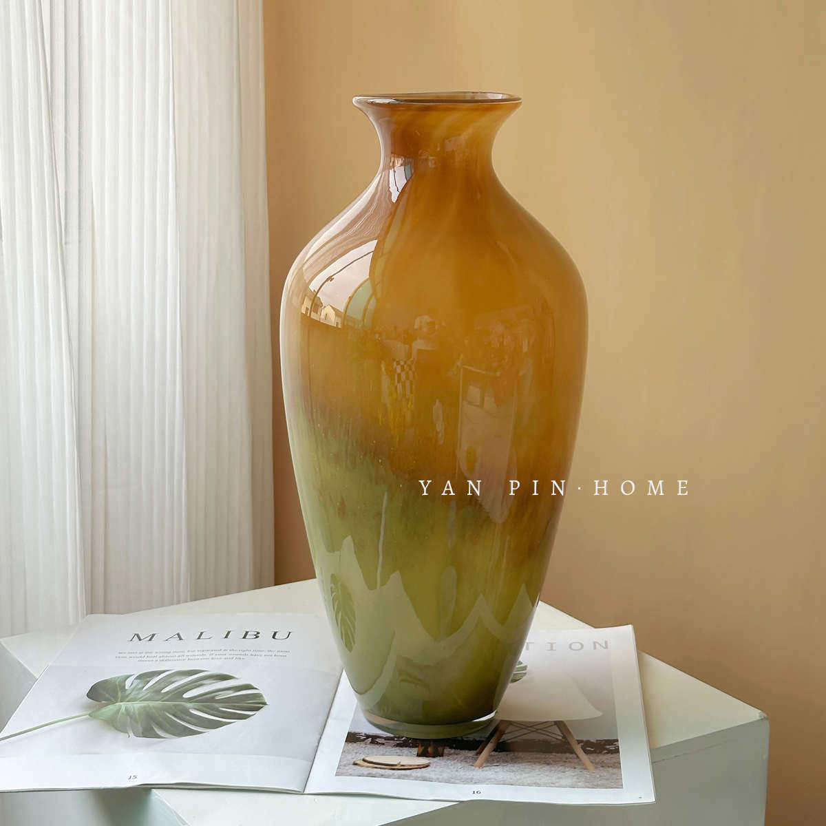 中古手工琉璃花瓶复古插花中式高级家居摆件落地玻璃花感新疆包邮,家居饰品,花瓶,淘宝优惠券,粉丝福利购,淘宝优惠卷