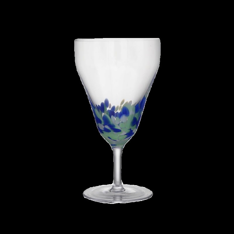 秋空碧杯 月明骑马陟前冈中古杯日式硝子杯高脚彩琉璃津轻酒杯