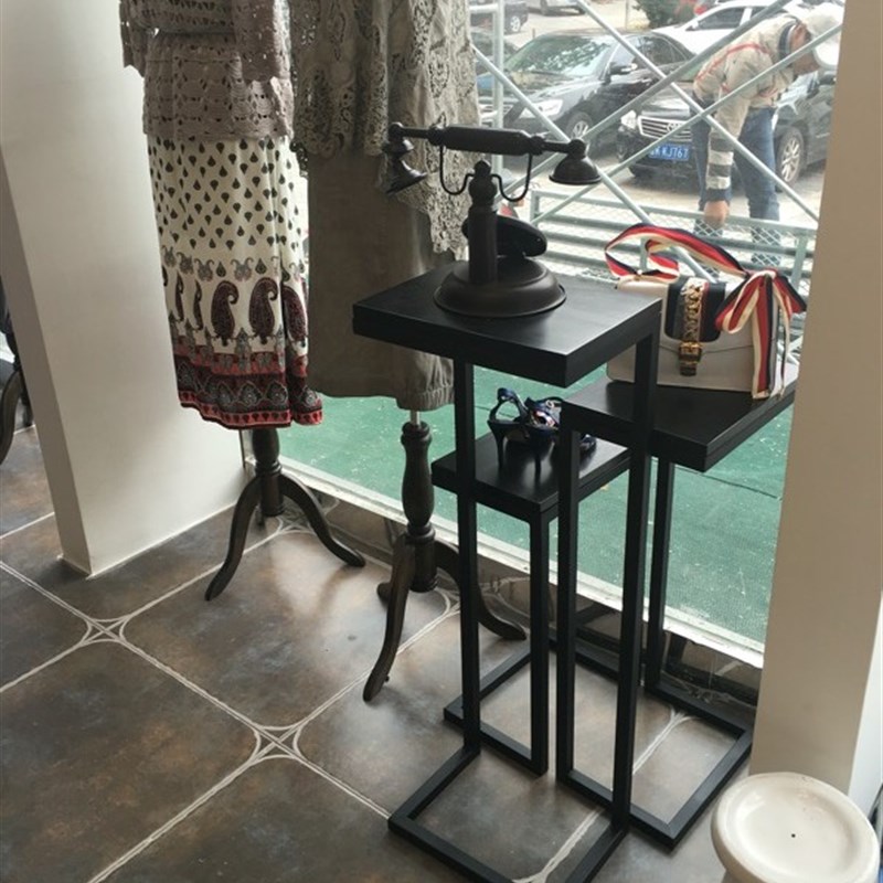 服装店展示架铁艺落地包包架鞋子陈列架流水台高低中岛柜橱窗展示