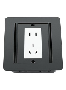 黑色地插双门不锈钢隐藏式五孔网络电话地面插座防水超薄隐形地插