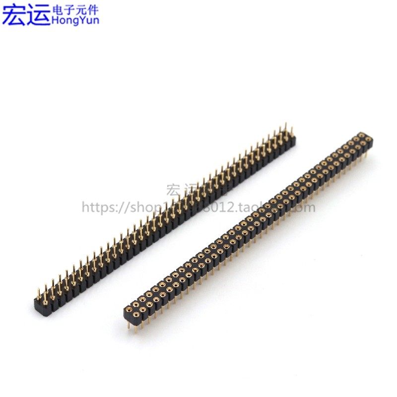 排针排母圆孔 2.54mm 板端1*40P 2*40P 单排/双排 镀锡/镀金圆针