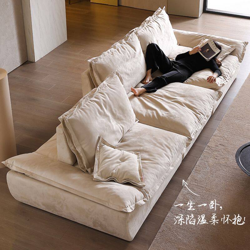 帆船沙发可调节坐深磨砂绒布网红款直排可移动靠背新款奶油风沙发