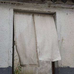 免打孔窗帘子可定制半帘 本原 家用亚麻小门帘日式 乡村法式 隔断帘