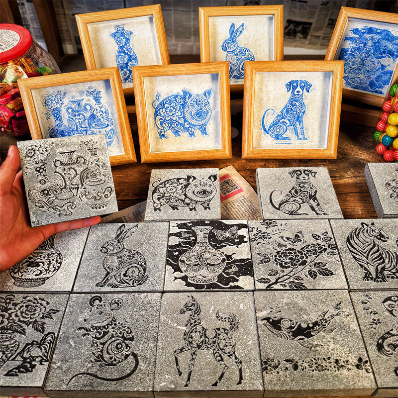 《青花瓷拓片专用》瓦当拓印拓包工具材料套装碑文钱古币篆刻砖