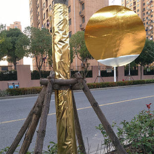 金色锡纸复合布包花盆婚庆大树木道具管商场立柱舞台装饰拍摄背景