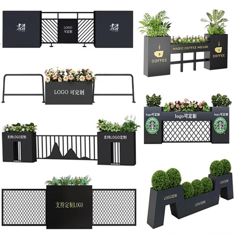 户外不锈钢铁艺花箱栅栏围栏市政园林外摆围栏隔断售楼部花箱花槽
