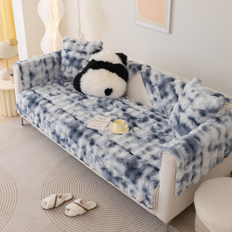 超软兔毛绒暖融沙发垫冬季加厚按摩感沙发套罩新款2023盖布巾