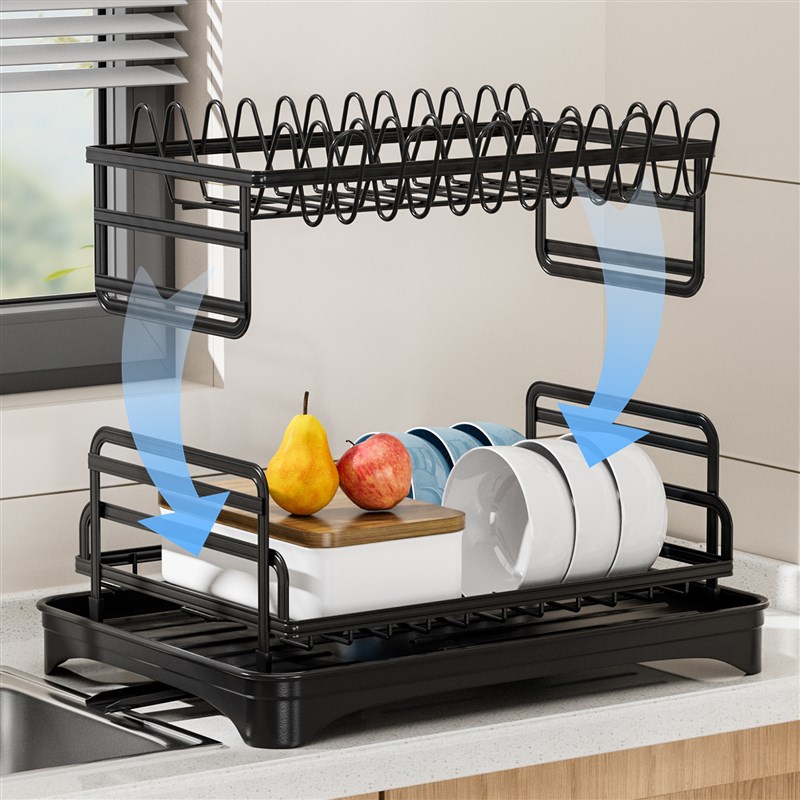 跨境热销碗碟置物架厨房家用厨柜沥水碗碟架多功能碗盘碗筷收纳架