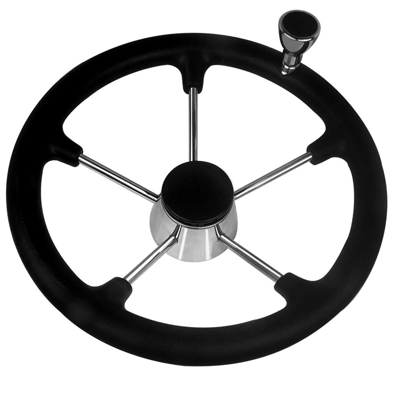 船用级不锈钢游艇方向盘发泡握把助力球黑色舵船舶配件液压舵机