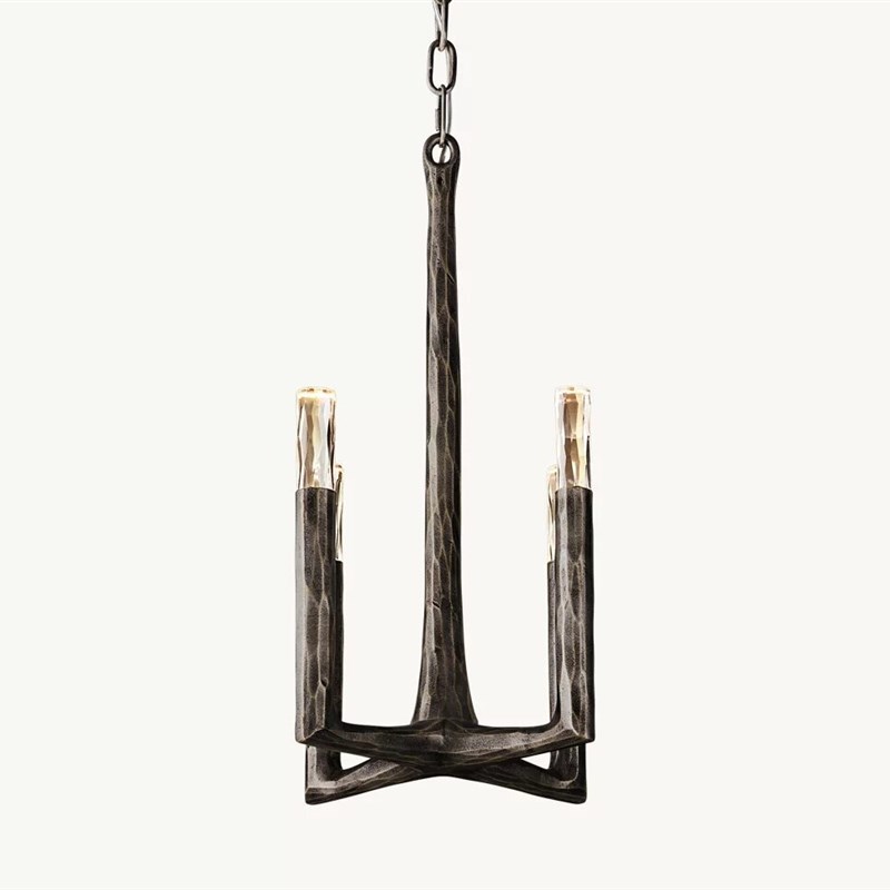 高端美式全铜客厅吊灯复古轻奢水晶别墅餐厅灯具RH设计师款吊灯