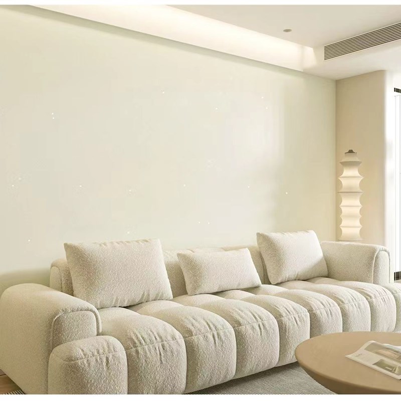 轻奢太空棉3层加厚高精密壁布 奶油色高级感卧室无缝墙布