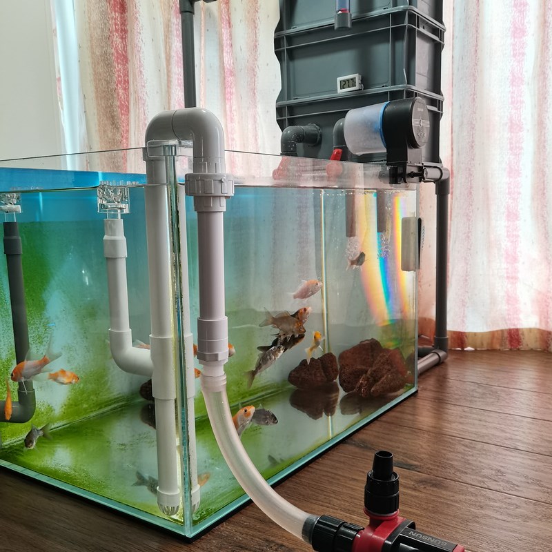 鱼缸外置管除油膜器外接陆地u水泵旋转浮子鱼池改装DIY水族PVC管