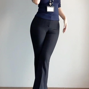 新款 修身 弹力显瘦休闲微喇裤 2025年秋季 女 高腰提臀性感御姐喇叭裤