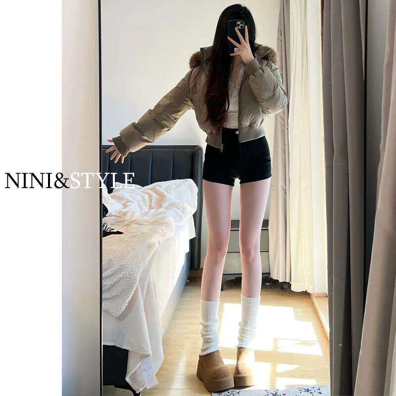 黑色牛仔短裤女夏季2025年新款美式高腰辣妹显瘦弹力紧身a字热裤