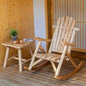 露天阳台实木摇椅逍遥躺椅户外耐腐花园桌椅室外休闲 ??庭院靠背