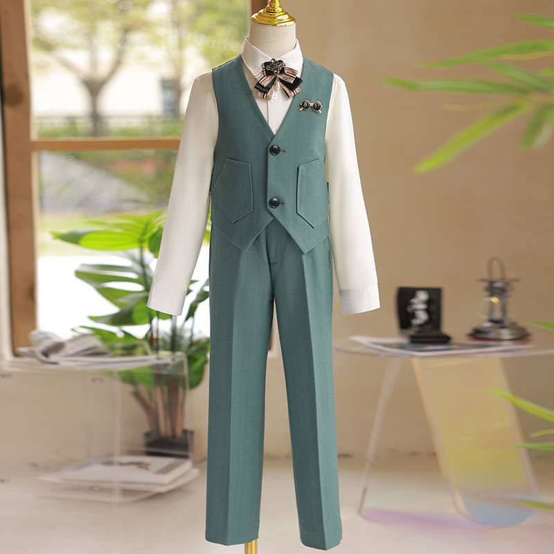 男童西装套装夏季走秀儿童高端主持人正装马甲礼服花童钢琴演出服