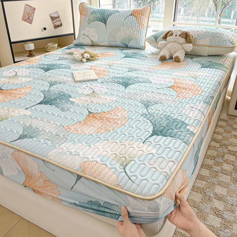 乳胶凉席夏季单件凉感冰丝床罩三件套席家用印花夏天凉快空调席子