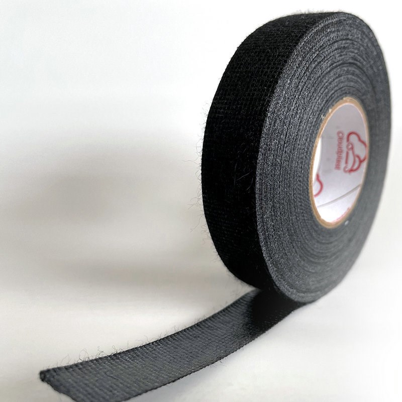 黑色汽车绒布线束胶带耐磨耐温高粘性胶车用隔音降噪布基胶带