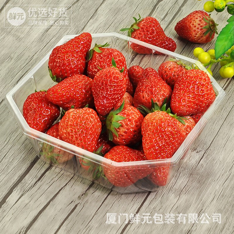 一次性无盖水果包装盒八角保鲜盒塑料果蔬打包盒透明托盘草莓盒
