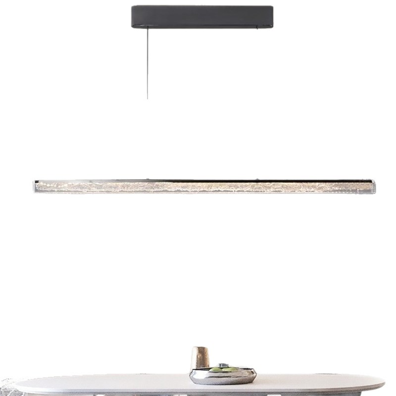 一字长条餐厅吊灯简约现代极简吧台餐桌饭厅可升降智能树脂餐厅灯