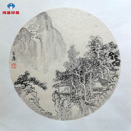 鸿基印务批量制作生产国画/牡丹画武藤高精度喷绘写真广告画面