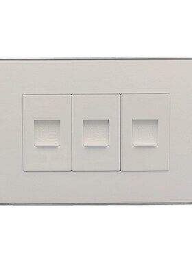 银边120型双口千兆六类网络带电话墙插 cat6电脑网线电话墙壁插座