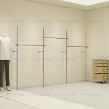 服装店展示架可调节上墙落地式女装专用货架陈列架挂衣杆架不锈钢