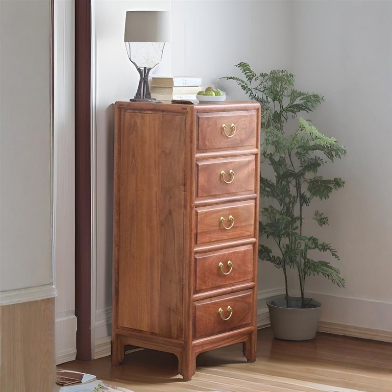香樟木矮柜边柜新中式五斗柜实木斗橱客厅抽屉柜卧室储物收纳柜子