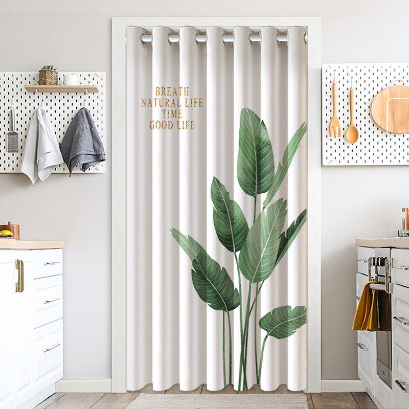 厨房门帘遮挡帘防油烟开放式隔断帘窗帘免打孔家用布拉帘子