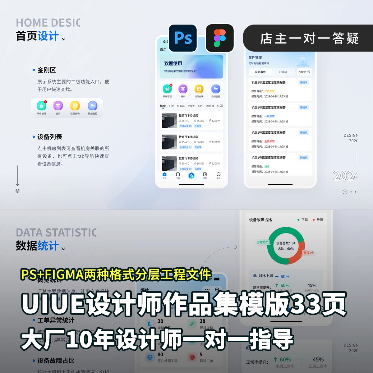 33页PS+figma大厂UI交互设计师作品集模板分层工程可编辑全套设计