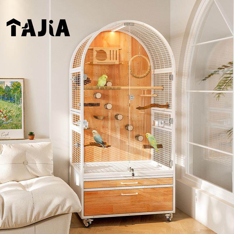 它加巴洛克花园鹦鹉鸟笼别墅大号家用实木新款豪华不锈钢防溅生态