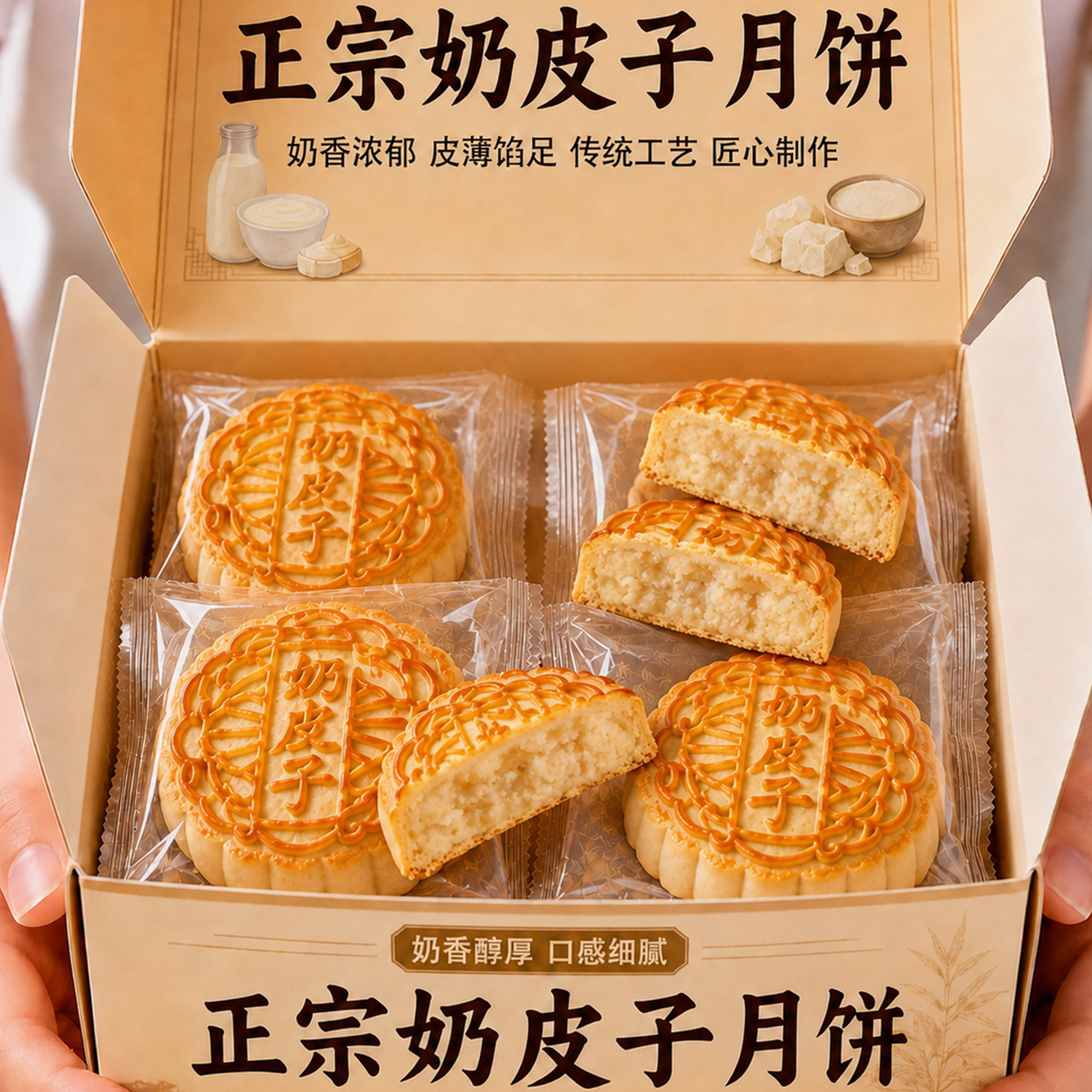 新疆奶皮子月饼老字号奶豆腐特产手工中秋节糕点零食送礼老式茶点