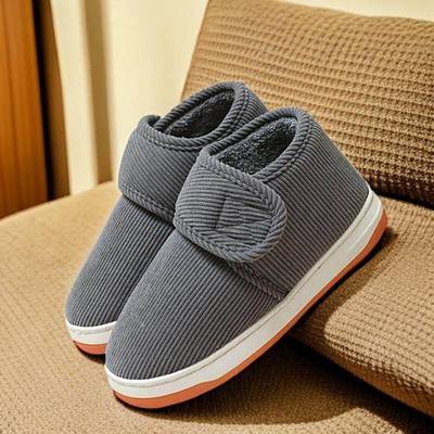 冬季牛筋底男童棉鞋加厚底防滑居家室内外魔术贴居家保暖棉拖鞋女