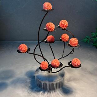 荔枝虾球摆盘花架树中式干冰柿柿如意甜品菜品装饰点缀创意境餐具